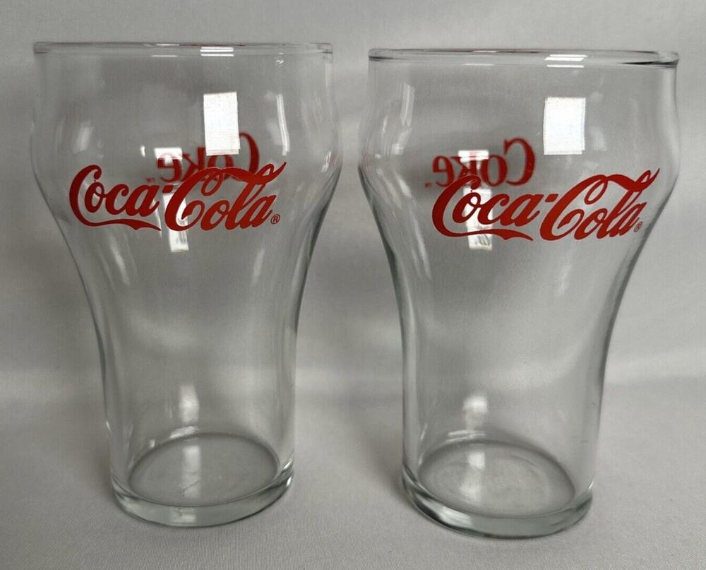 Vintage 1950's Coca-Cola Dinner Glass Cups 2 Pair